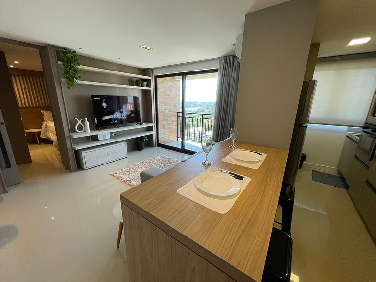 Apartamento Studio no último andar no CENTRO de FOZ com lind